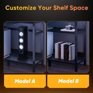 JHK 40IN to 48IN L Shaped with Storage Shelves Computer Desk Gaming Wood Table with USB Charging Ports LED Lights for Office - Thumbnail Image 5