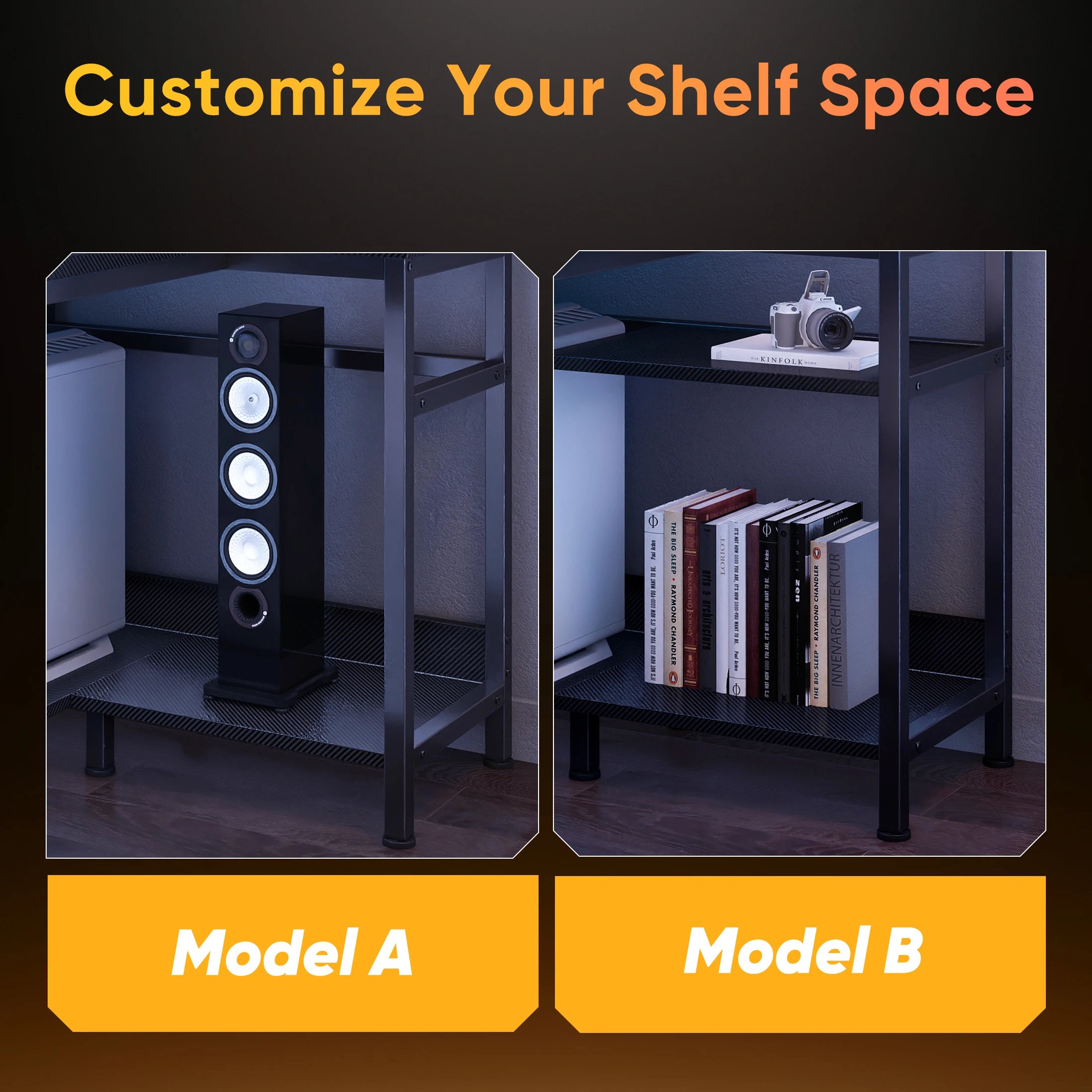 JHK 40IN to 48IN L Shaped with Storage Shelves Computer Desk Gaming Wood Table with USB Charging Ports LED Lights for Office - Image 5