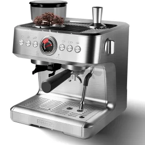 Espresso Machine with Grinder and Steam Wand