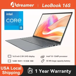 16-Inch Laptop with Intel i5, 16GB RAM and 512GB SSD