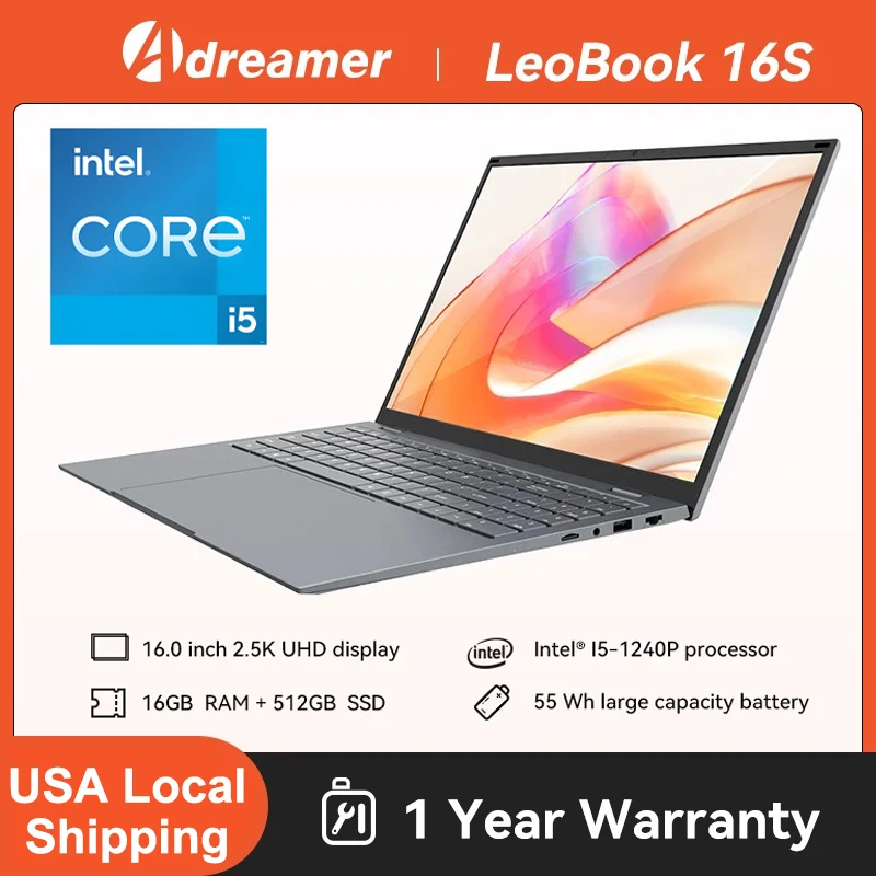 16-Inch Laptop with Intel i5, 16GB RAM and 512GB SSD - Image 1