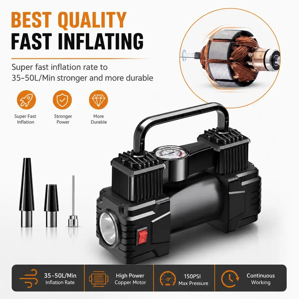 12V Portable Air Compressor, 19-Bar Pressure - Image 1